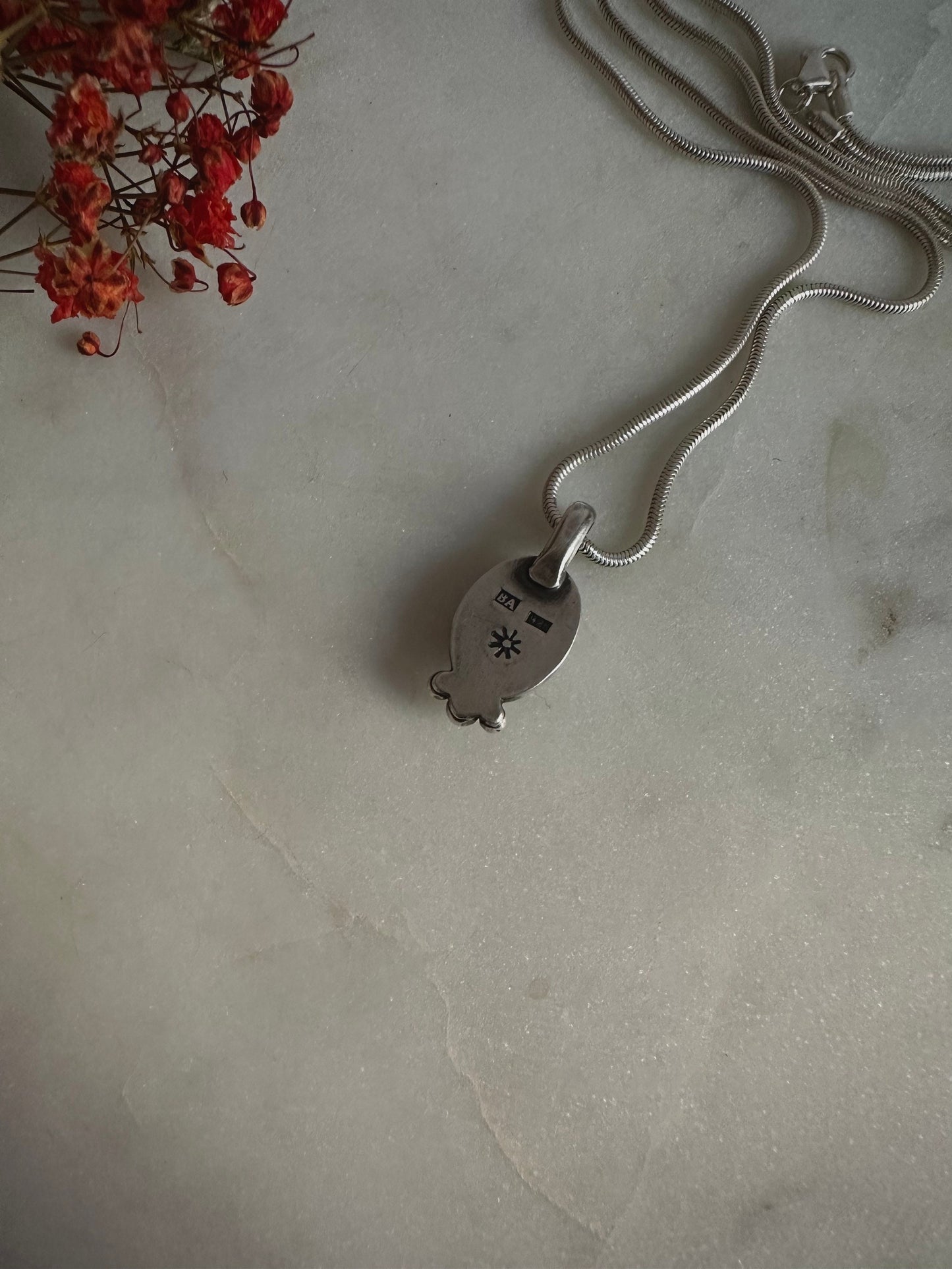Rose cut lapis lazuli sterling silver necklace
