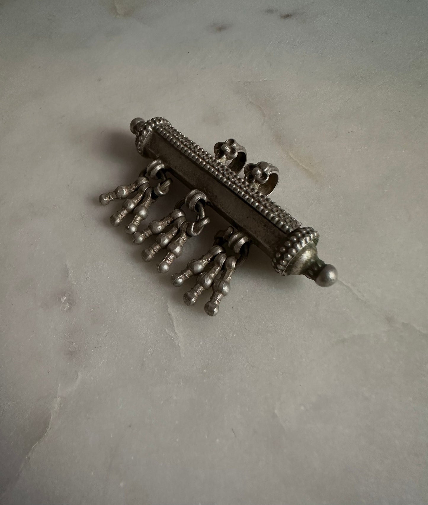 Antique indian silver mantra taviz amulet for good luck and protection
