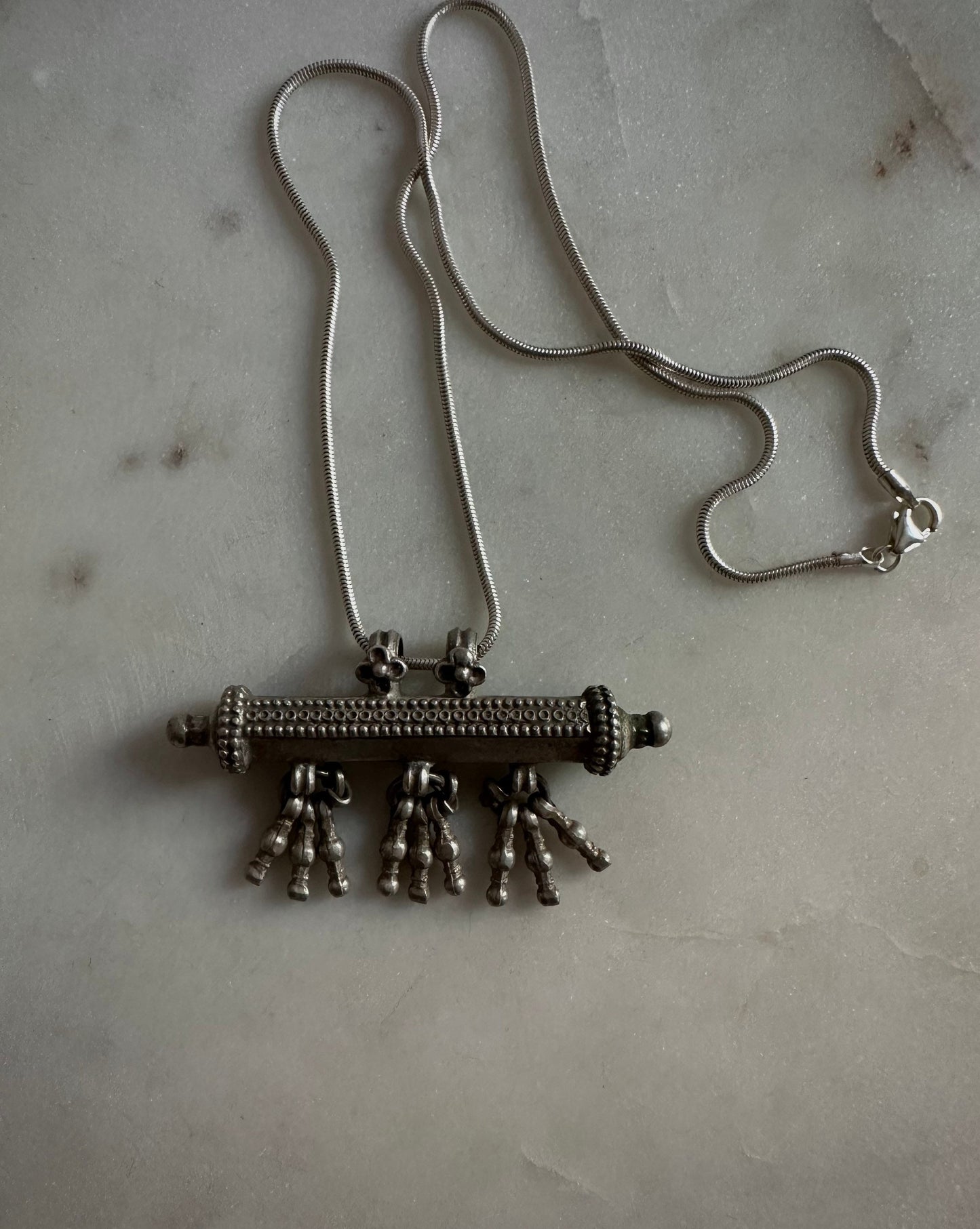 Antique indian silver mantra taviz amulet for good luck and protection