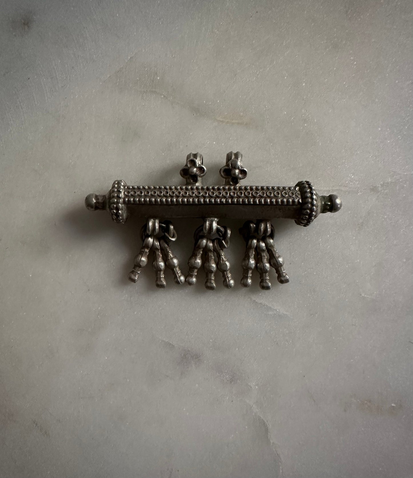 Antique indian silver mantra taviz amulet for good luck and protection
