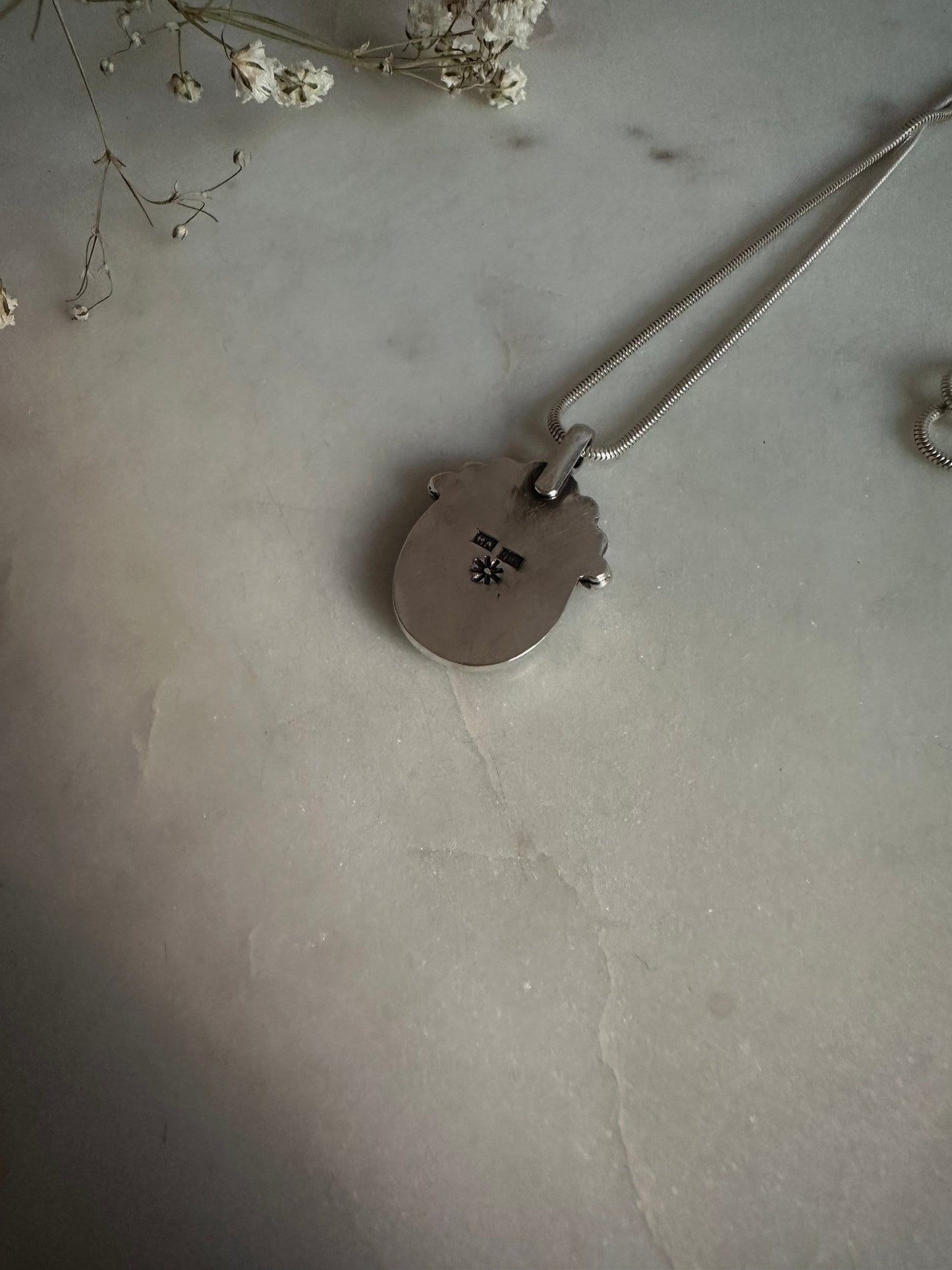 Rose cut aquamarine sterling silver necklace
