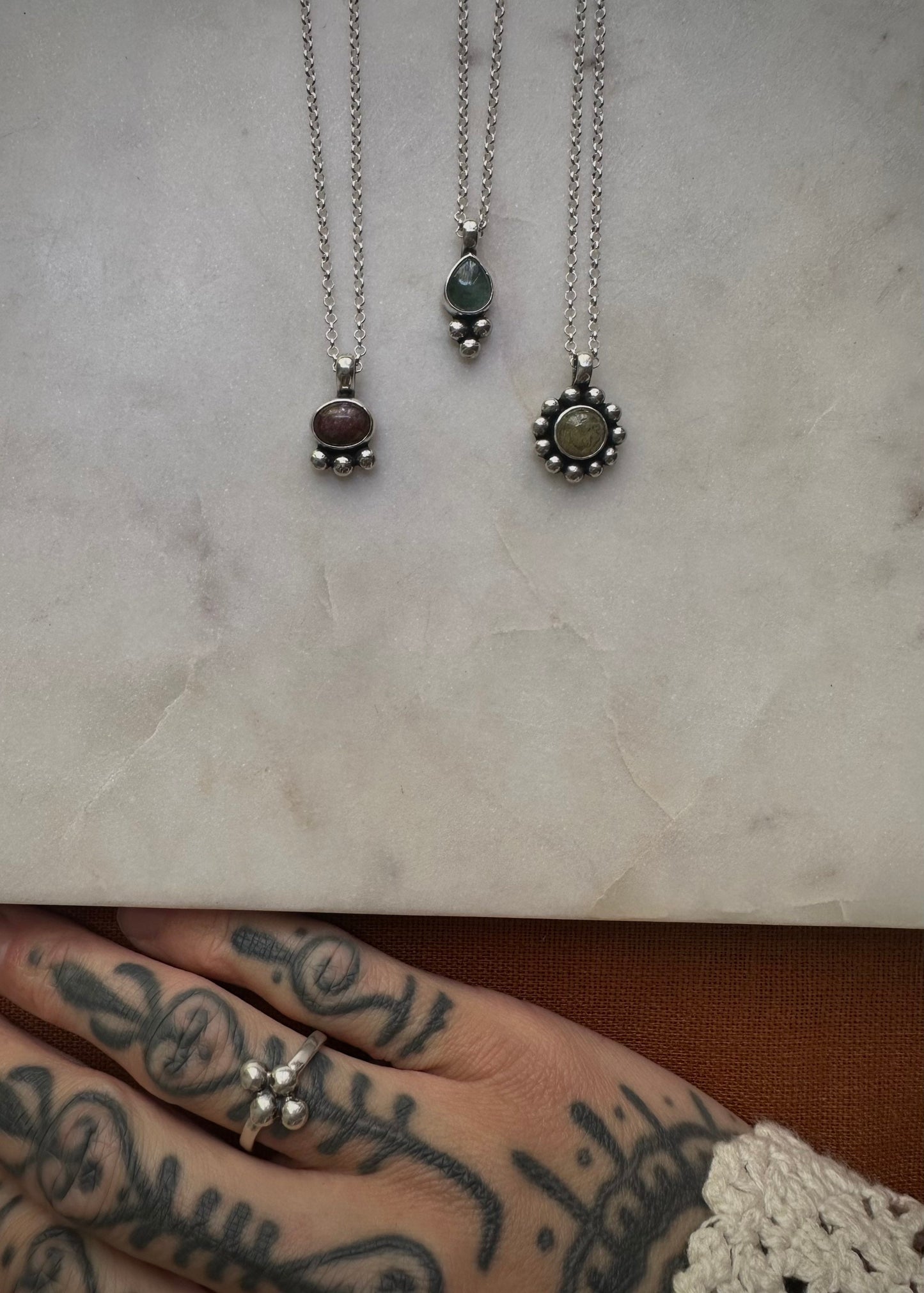 Blue tourmaline sterling silver necklace