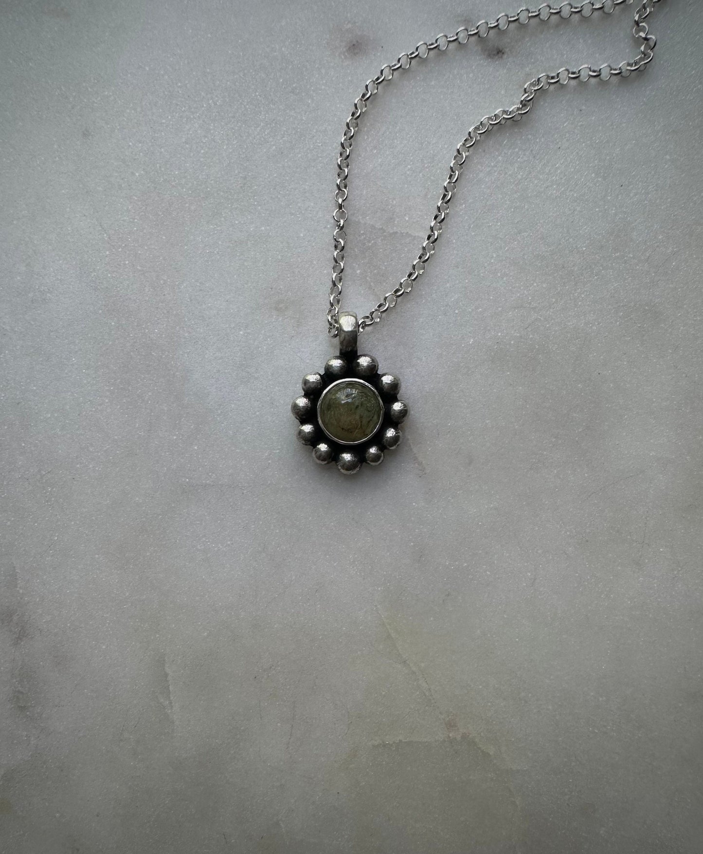 Green and pink tourmaline sterling silver necklace