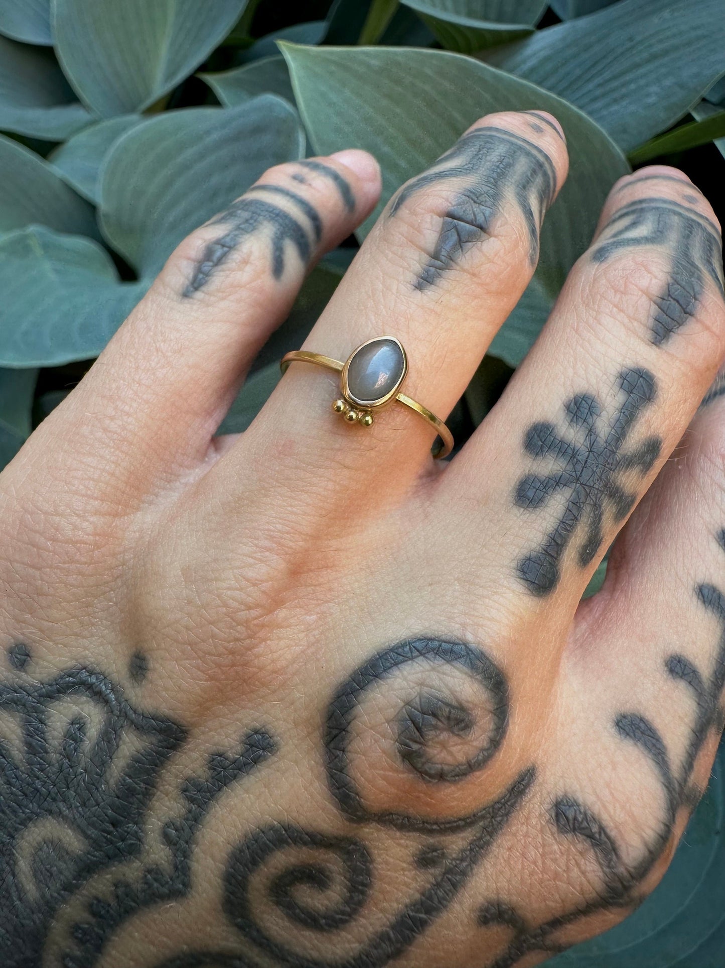 18k solid fairtrade gold ring with moonstone