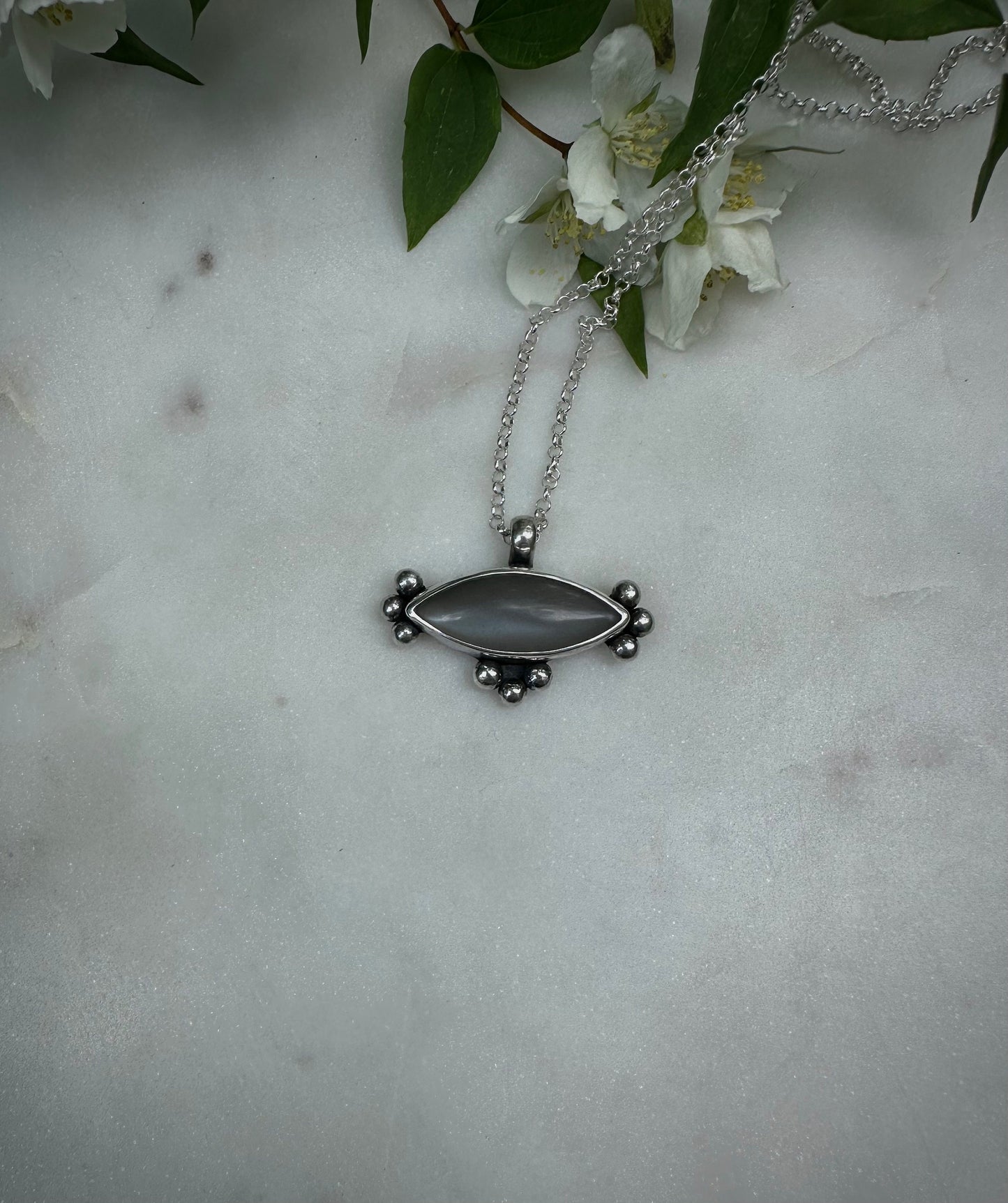 Handmade moonstone sterling silver necklace
