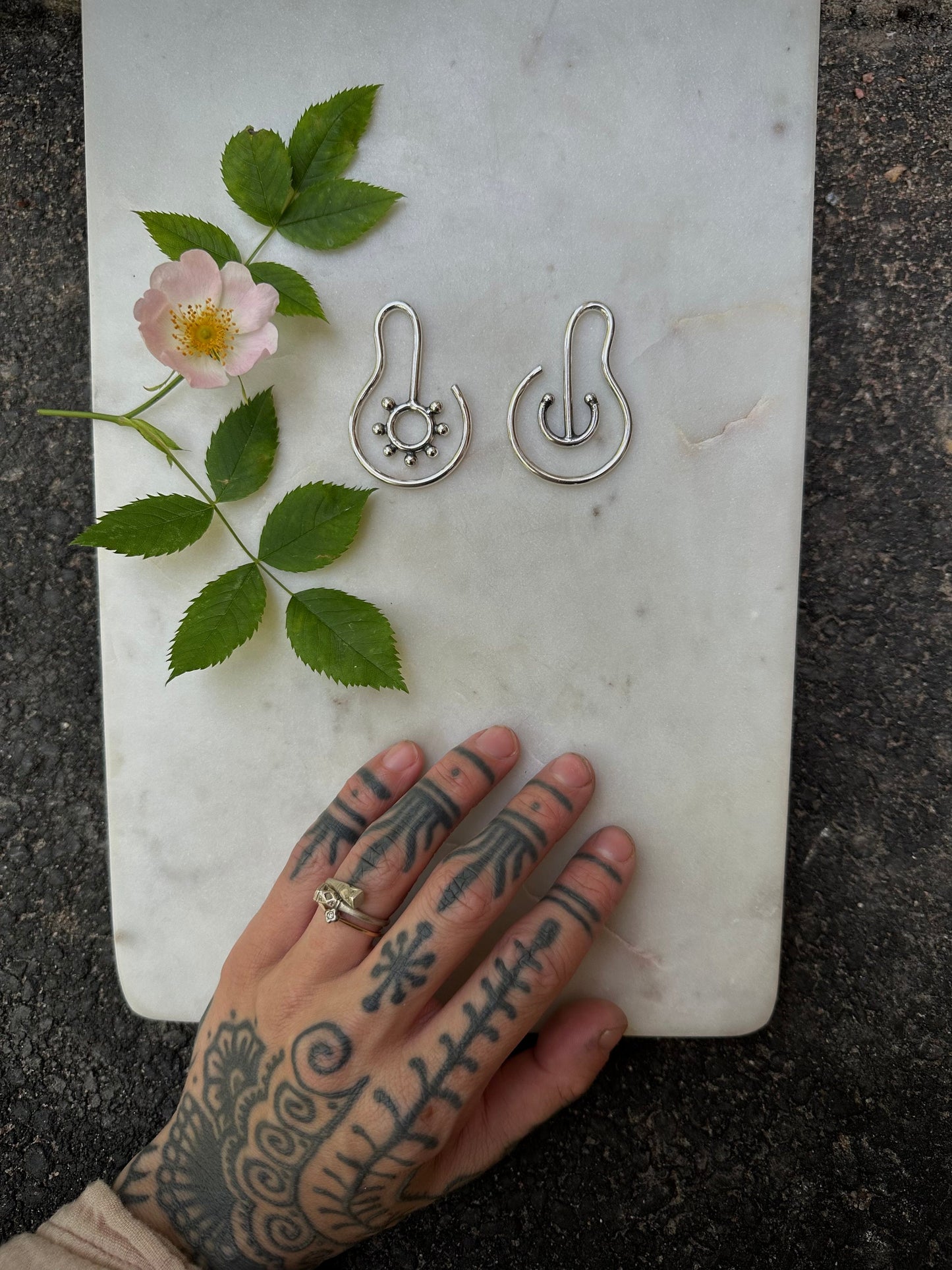 Sun and moon ear weights, earrings for streched ears