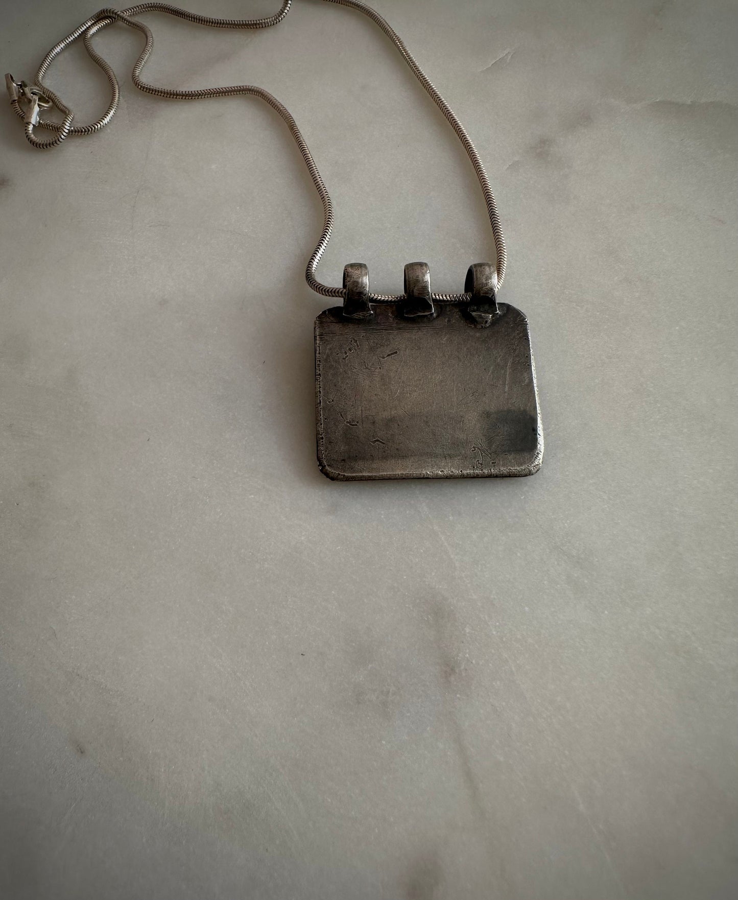 Antique old vintage Holy cow silver amulet from Rajasthan, India