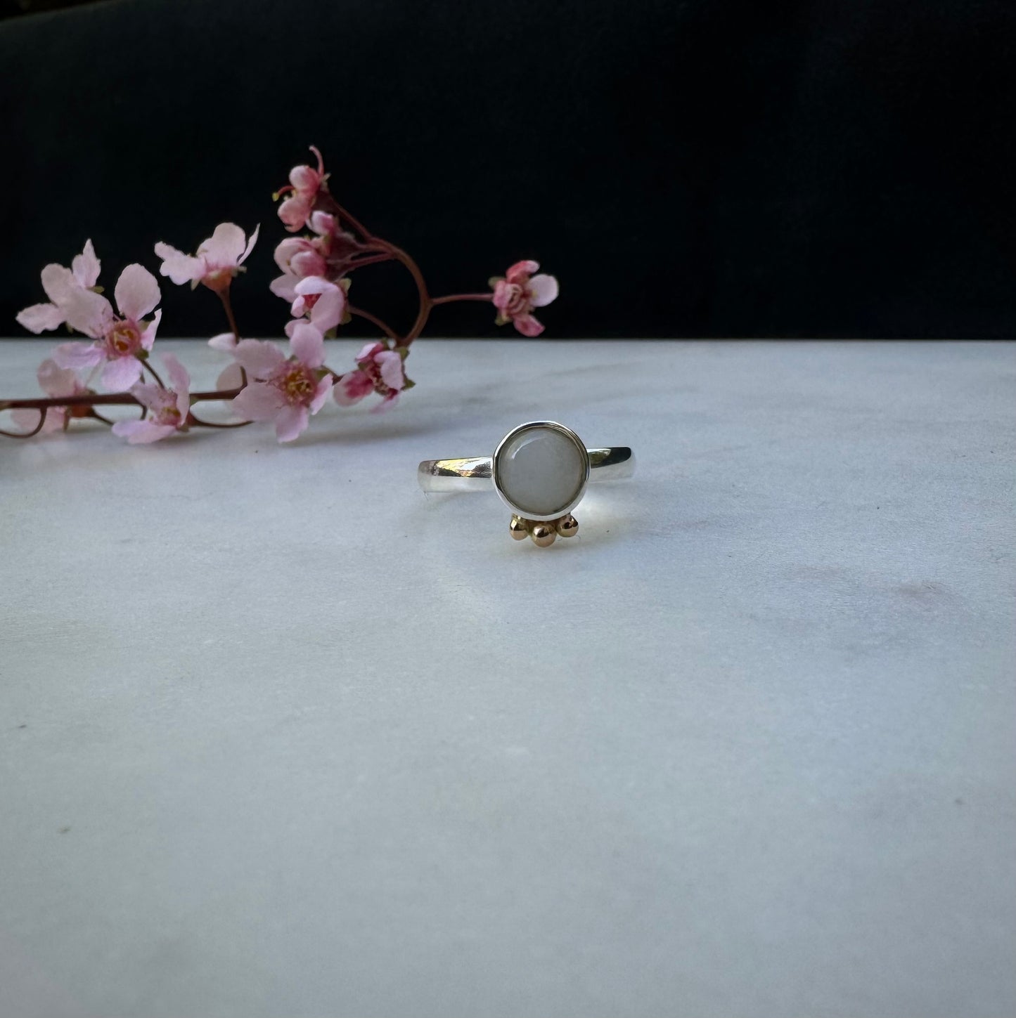 Moonstone ring with 18k gold