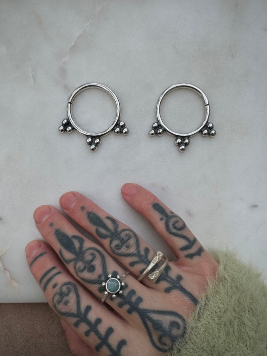 Silver earrings for streched ears
