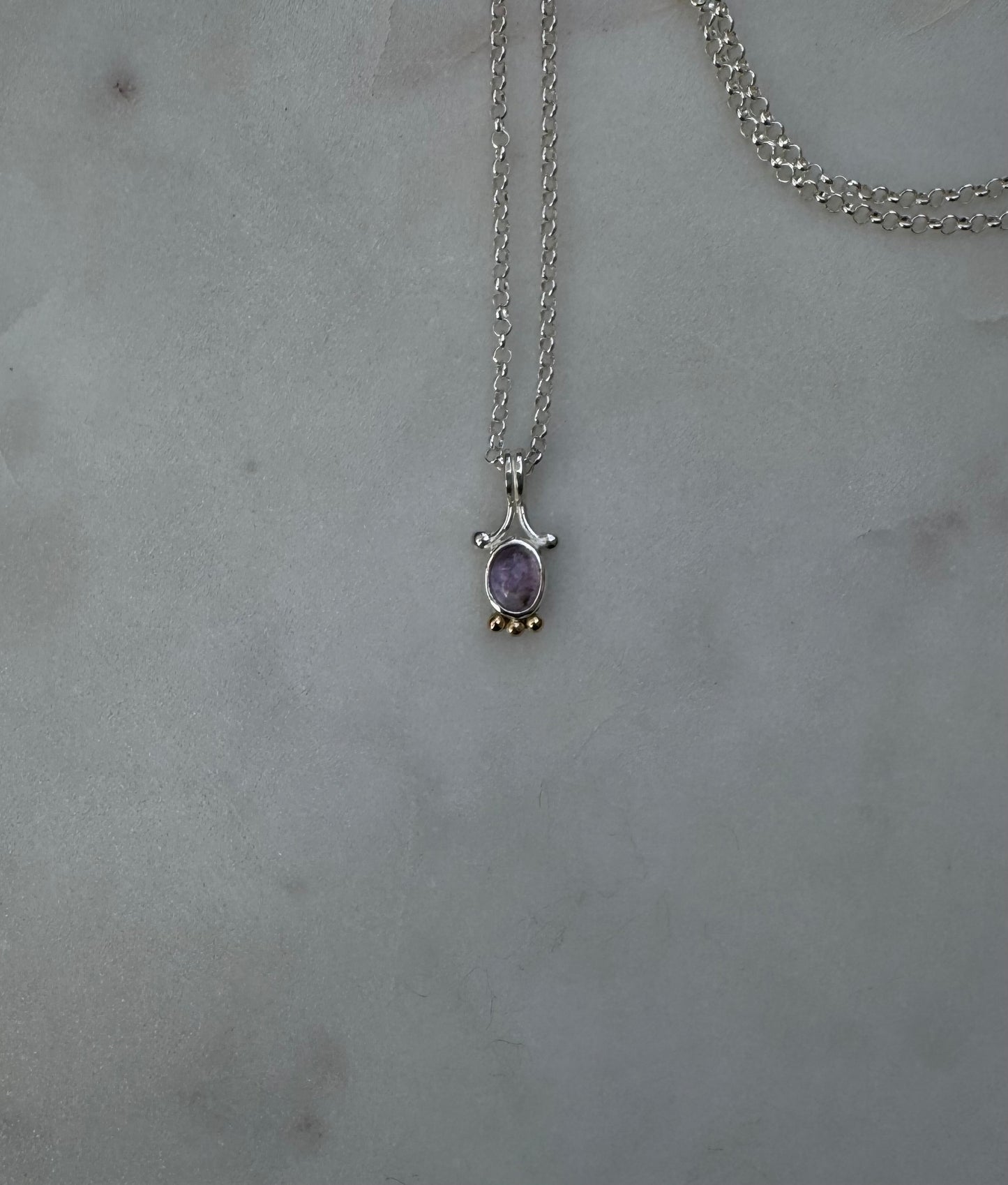 Amethyst necklace with 18k gold