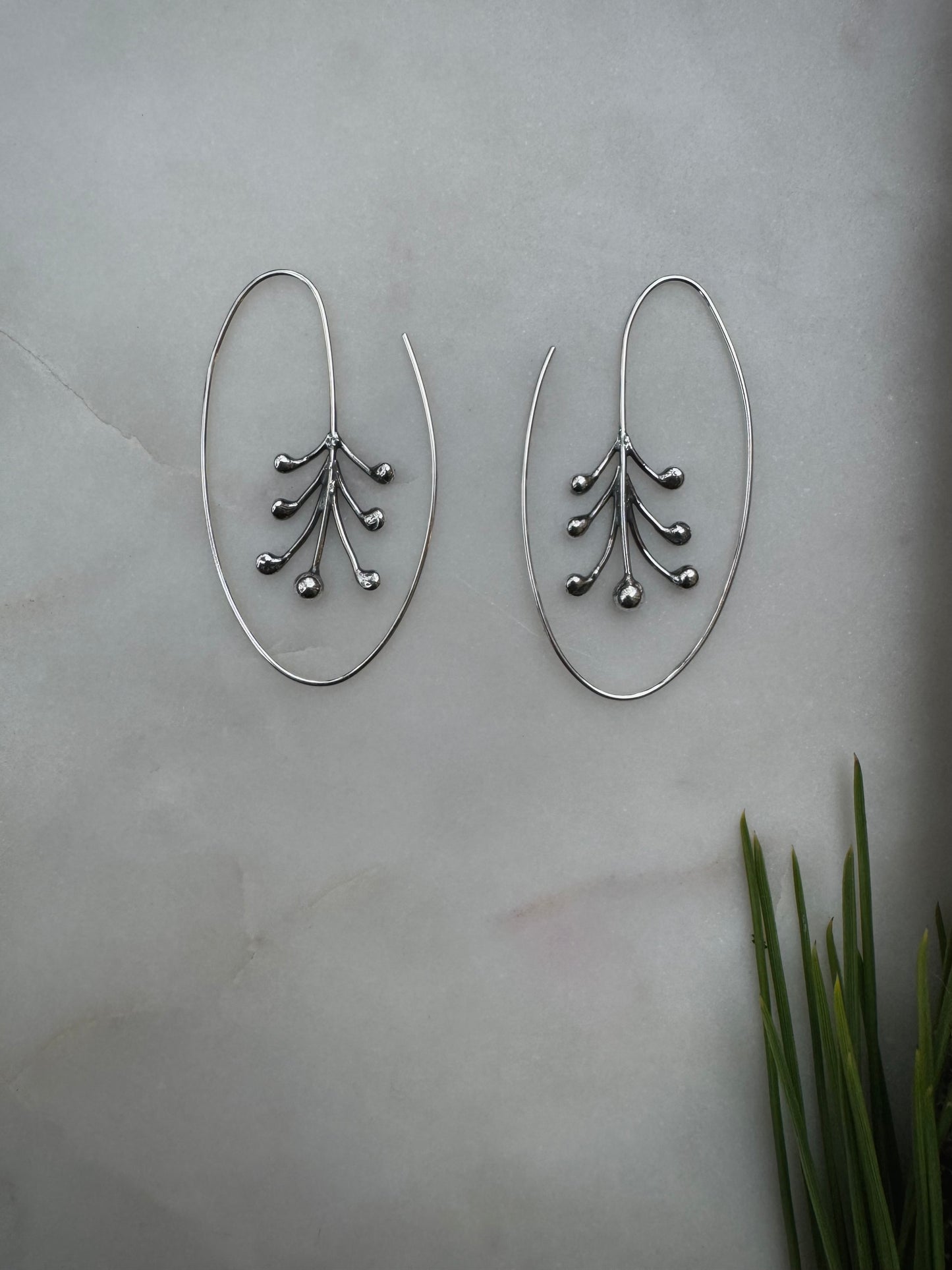 Flower silver earrings