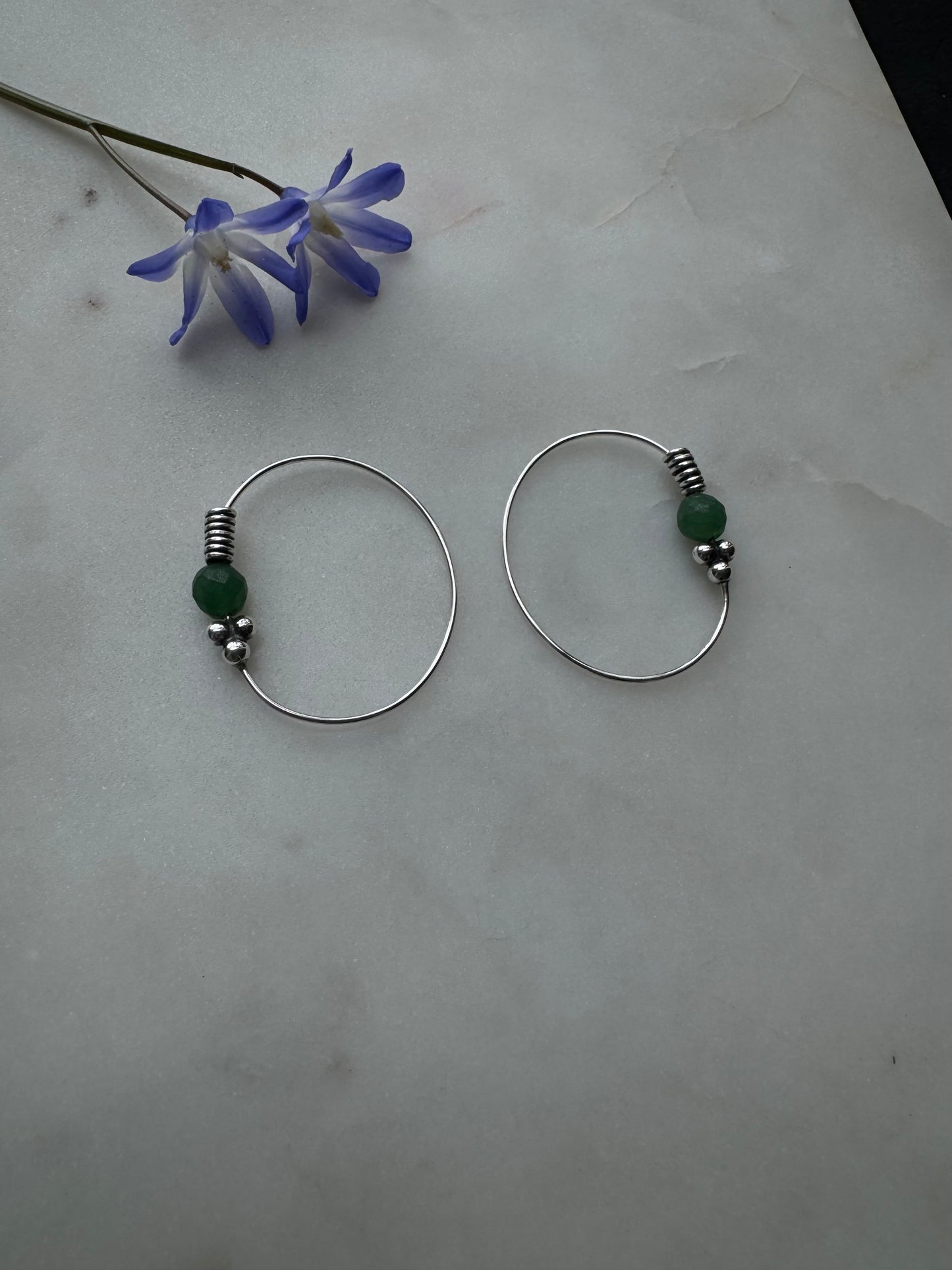 Silver earrings with aventurine
