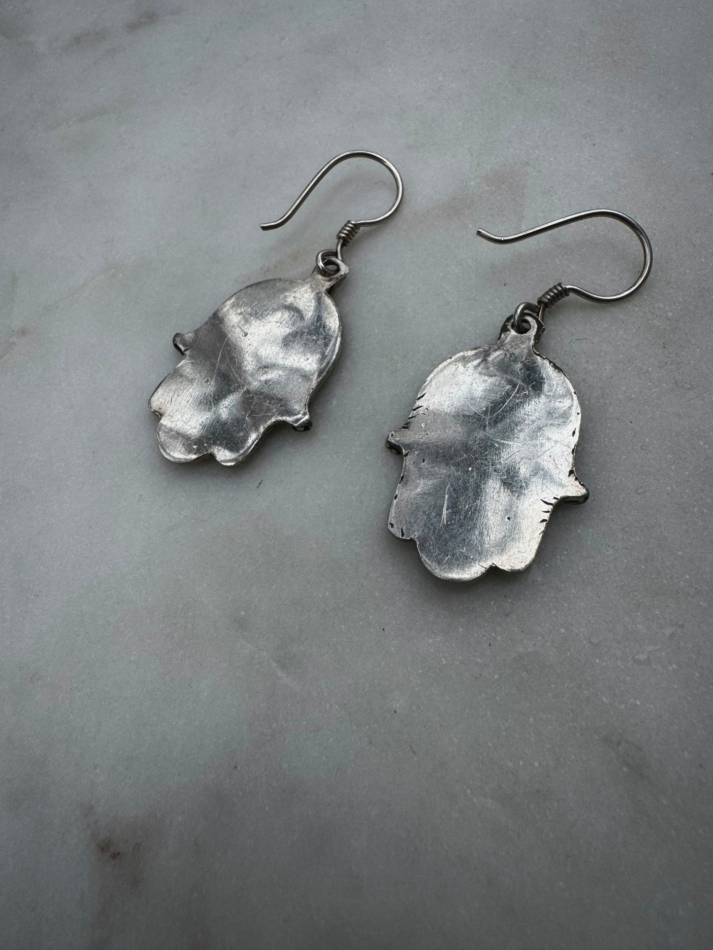 Hamsa silver earrings