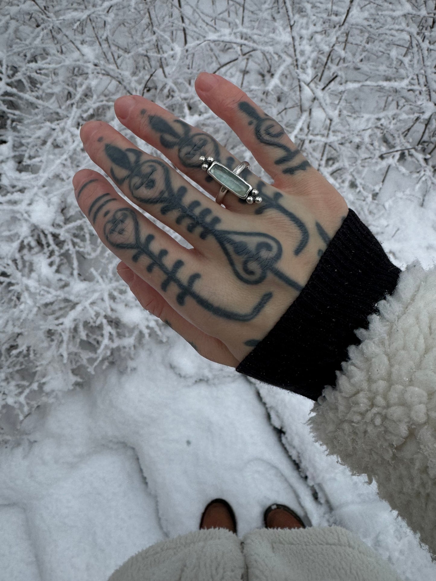 Silver ring with aquamarine