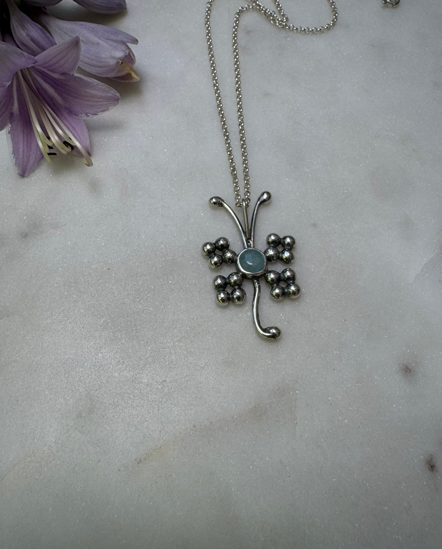 Butterfly aquamarine necklace