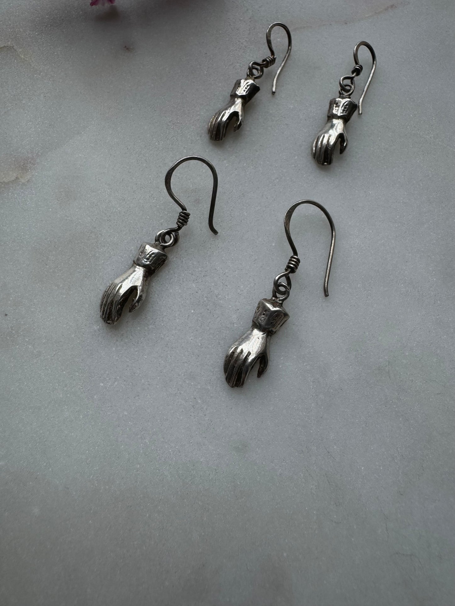 Silver hand earrings