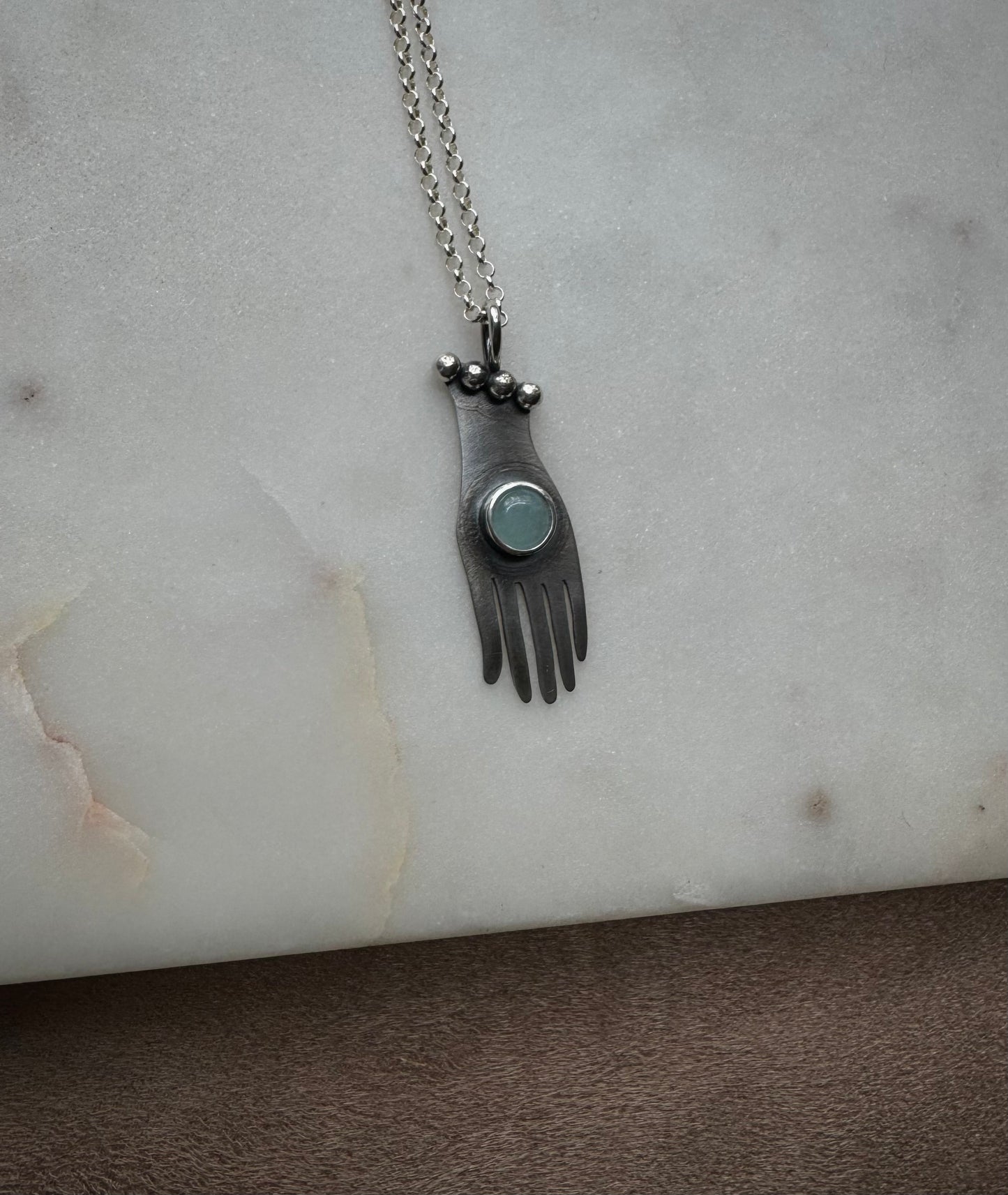 Silver necklace with aquamarine