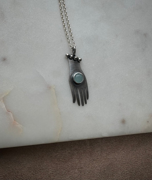 Silver necklace with aquamarine