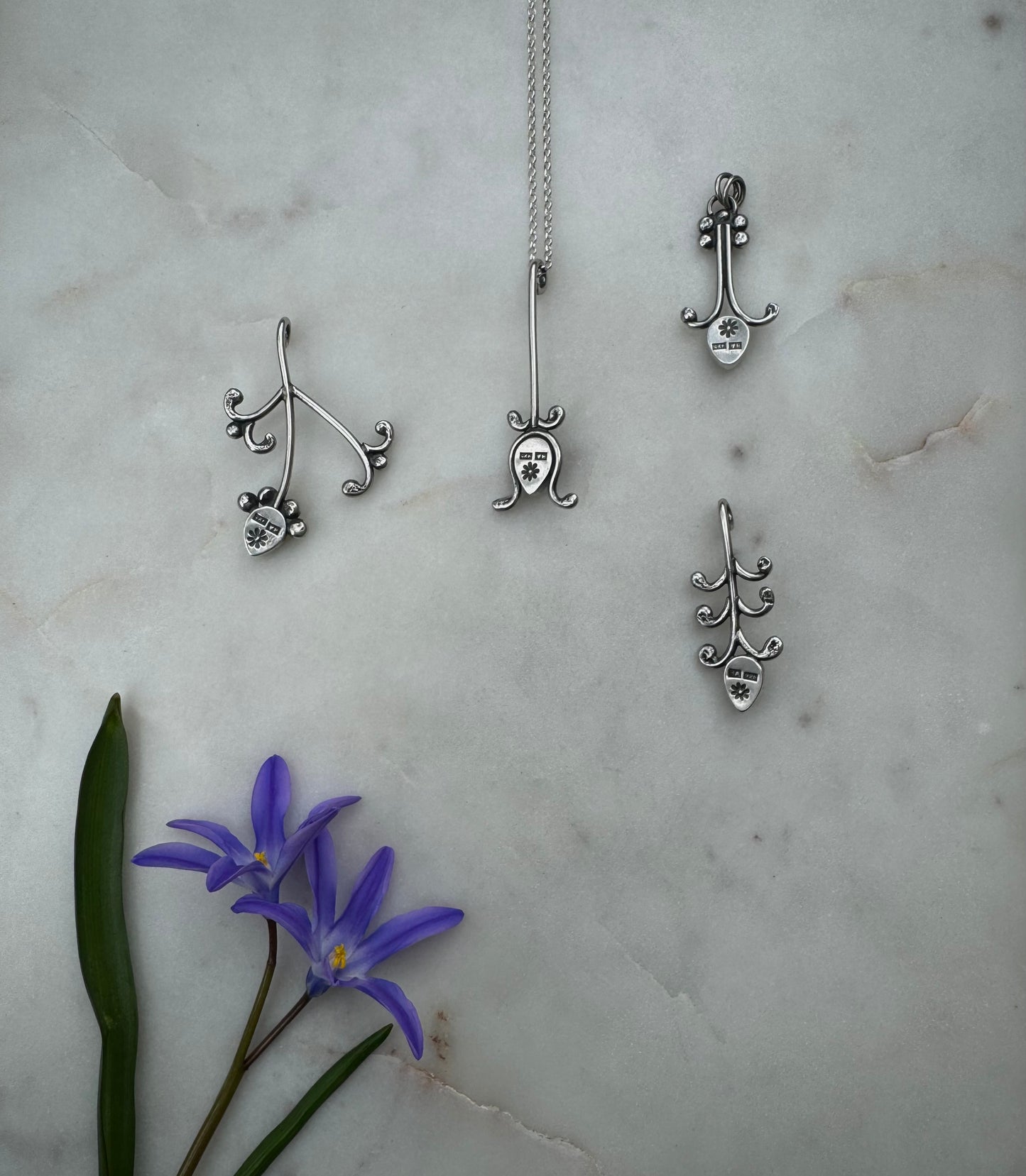 Spring flower silver necklaces