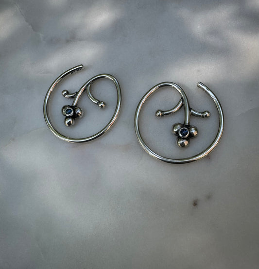 Earrings for streched ears with Tanzanite