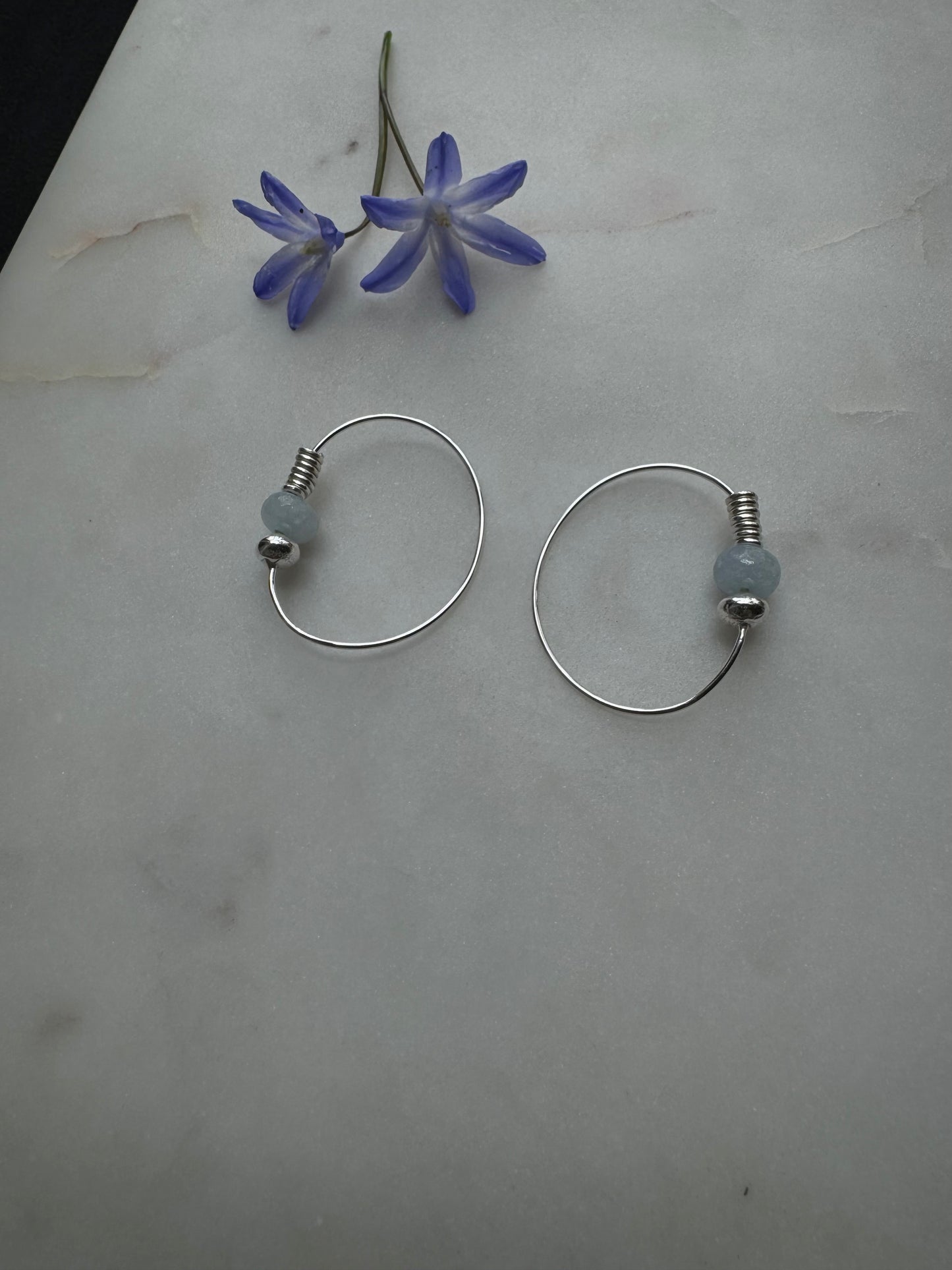 Silver earrings with aquamarine