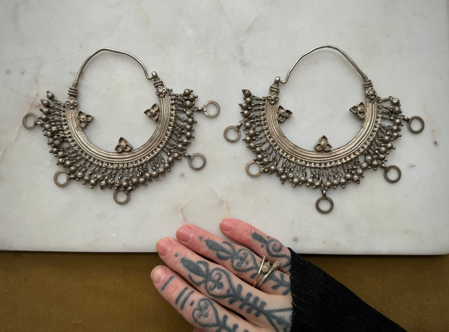Gorgeous vintage silver earrings from Rajasthan