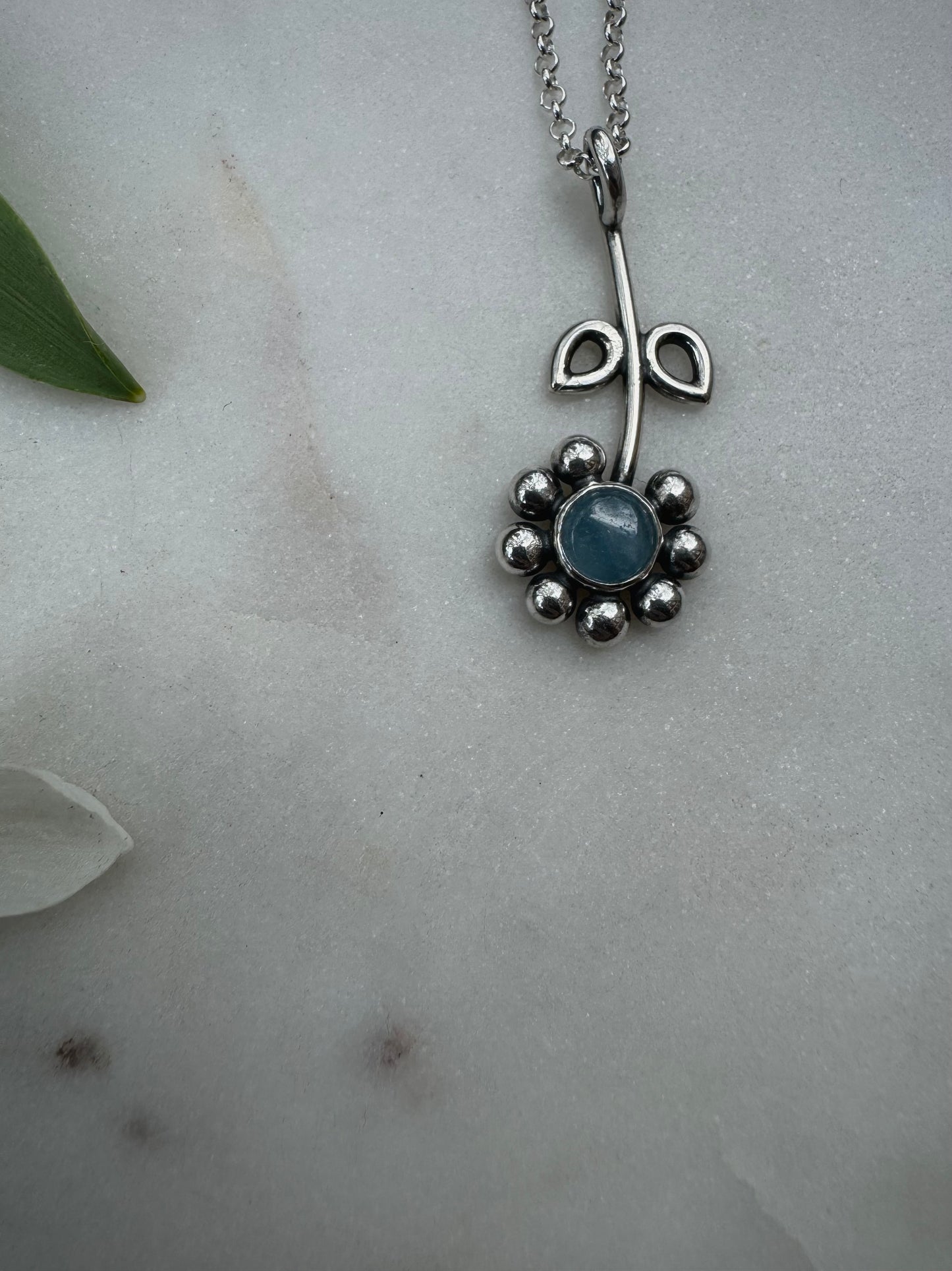 Aquamarine spring flower necklace