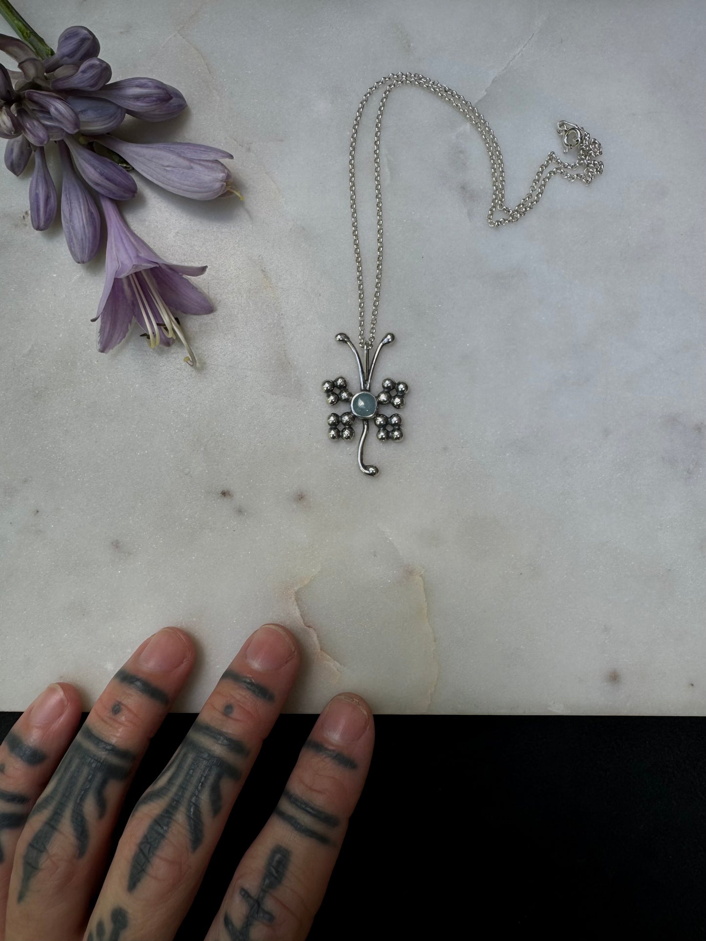 Butterfly aquamarine necklace