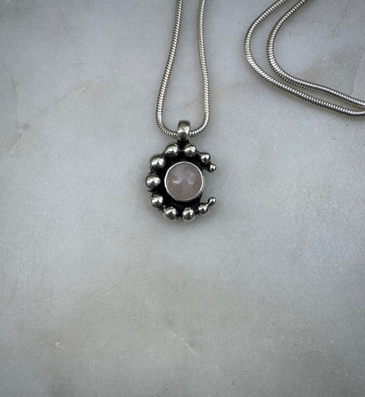 Tourmaline pink moon silver necklace