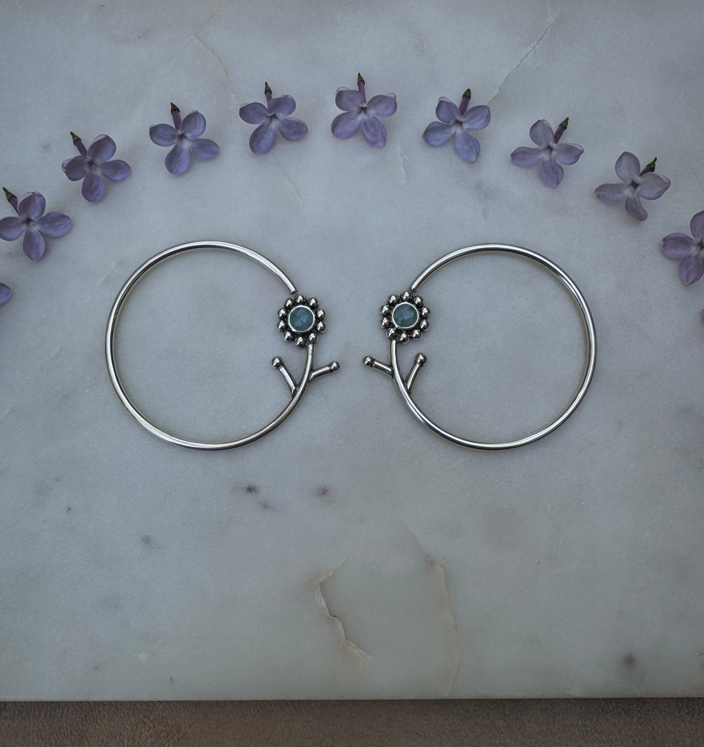 Flower earrings for streched ears