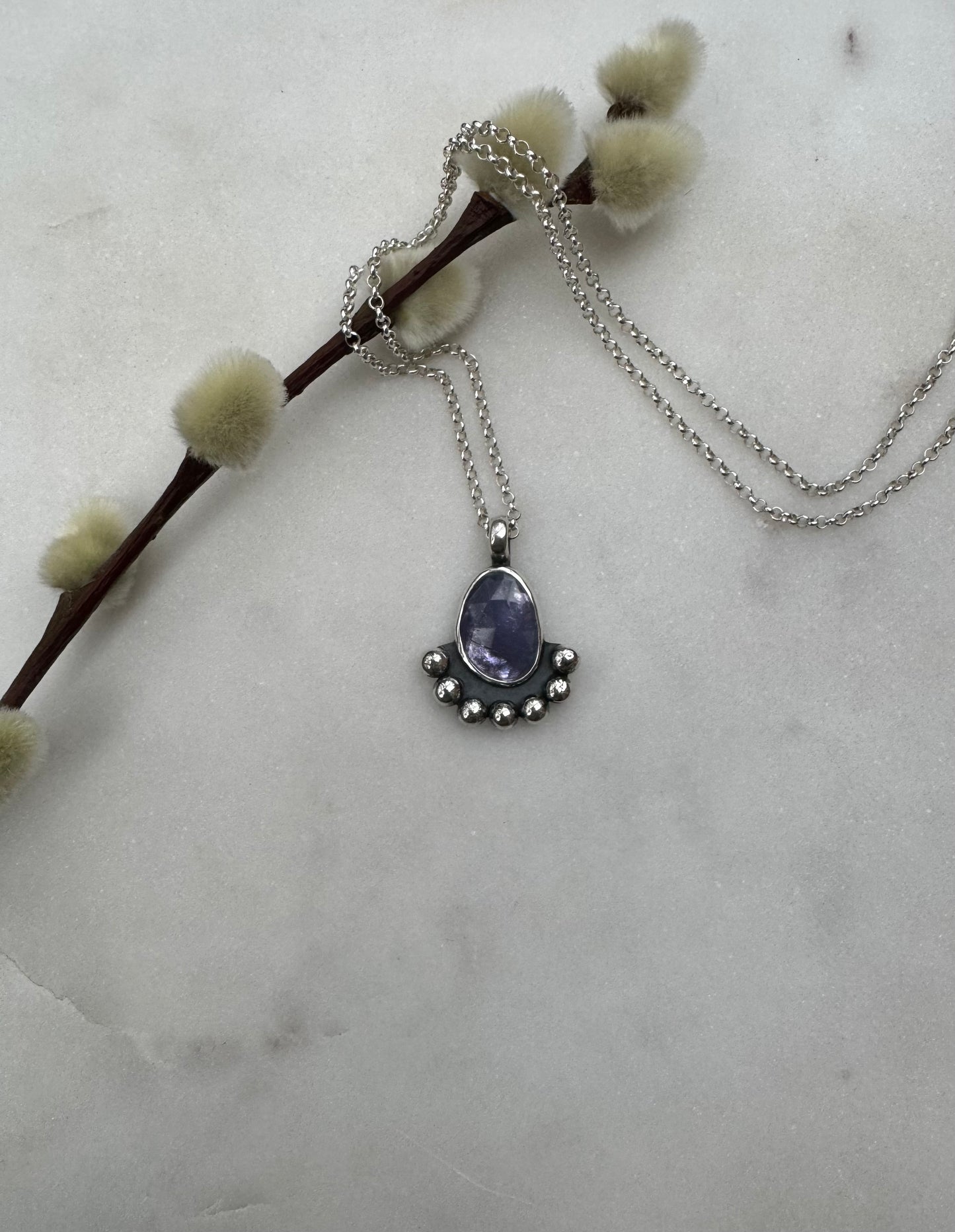 Tanzanite silver necklace