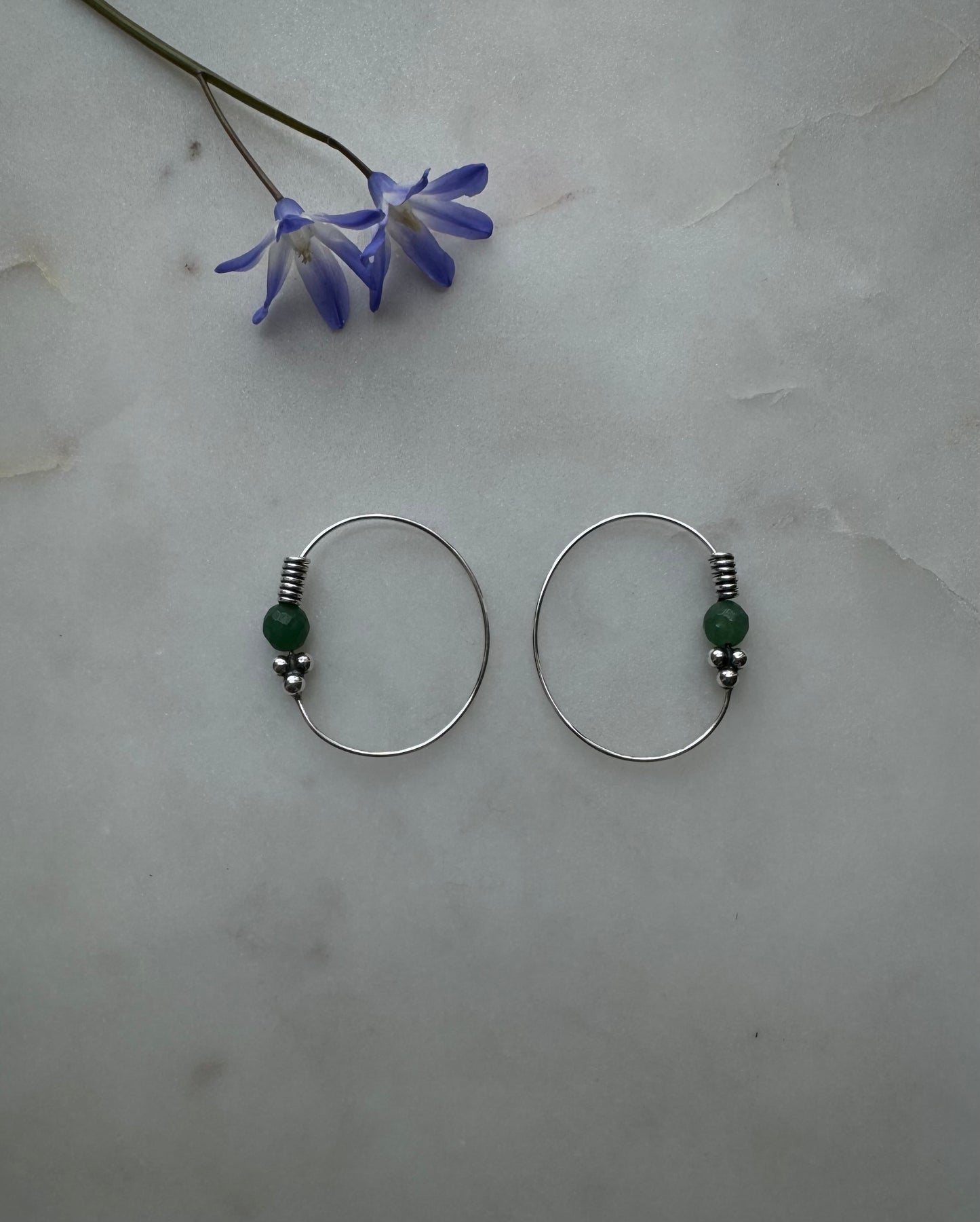 Silver earrings with aventurine