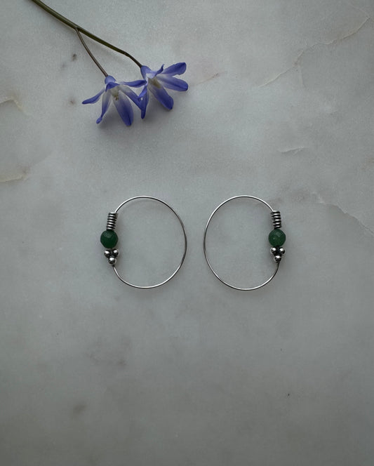 Silver earrings with aventurine