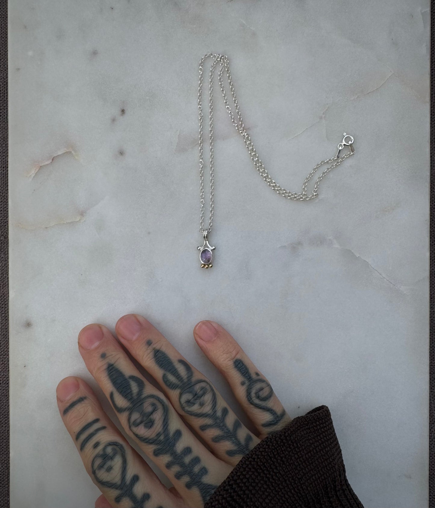 Amethyst necklace with 18k gold