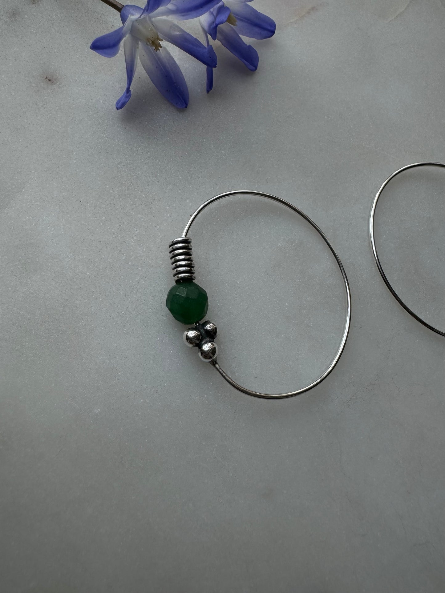 Silver earrings with aventurine