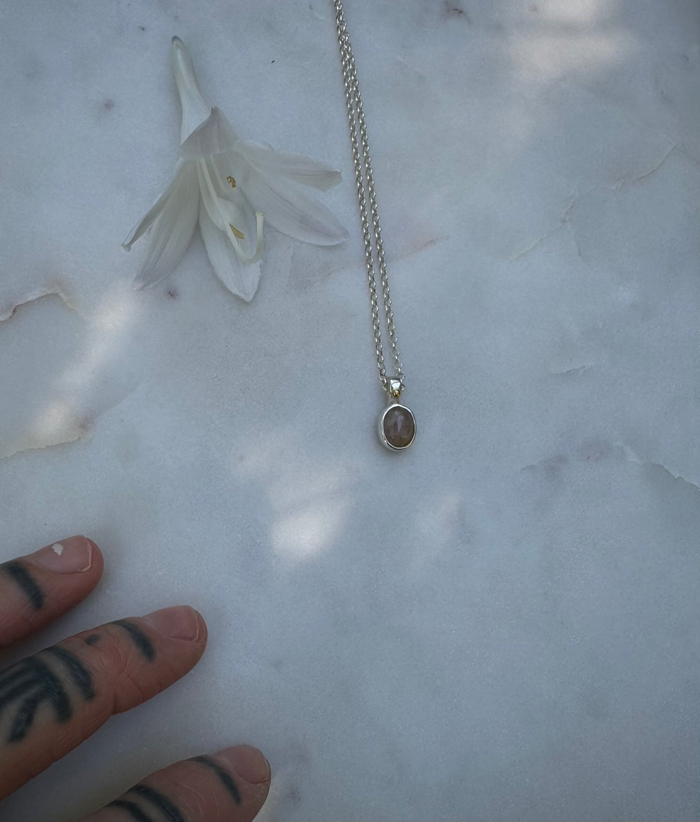 Pink tourmaline necklace with 18k fair trade gold