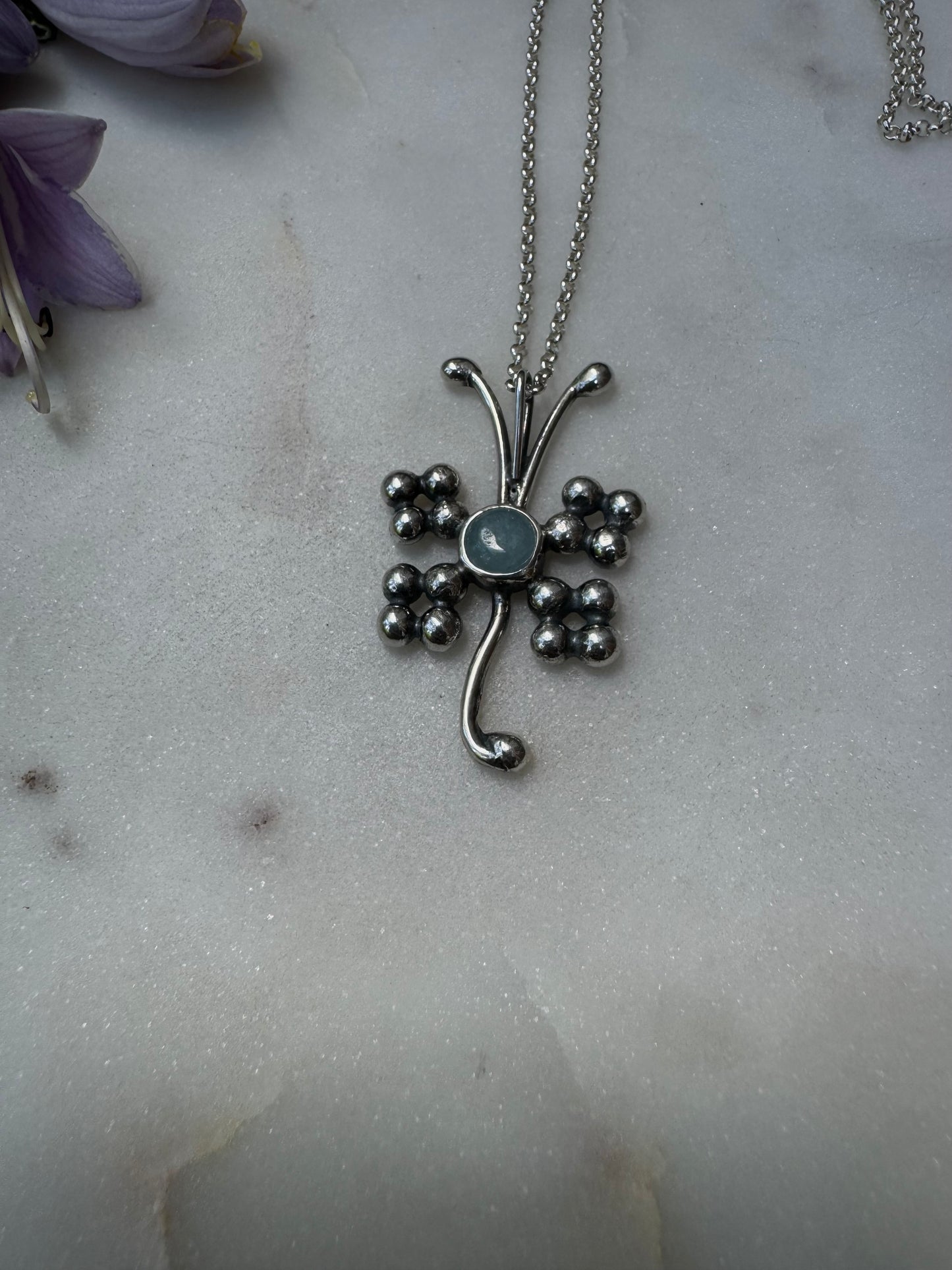 Butterfly aquamarine necklace