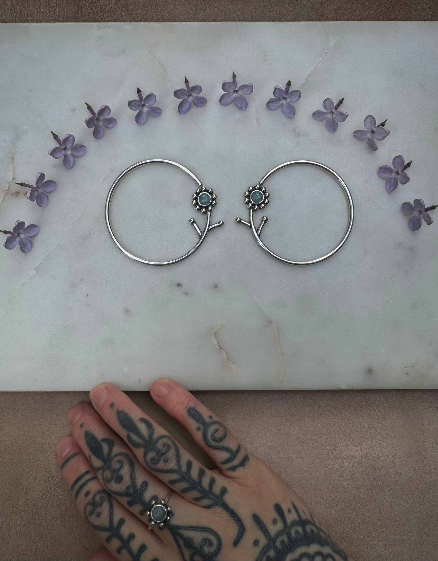 Flower earrings for streched ears