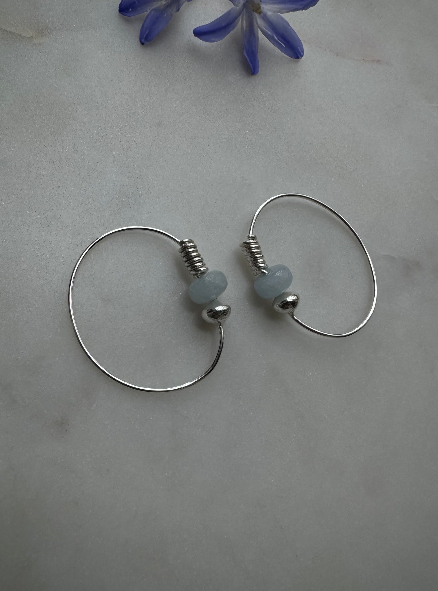 Silver earrings with aquamarine
