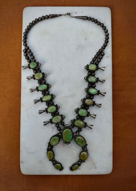Beautiful vintage Navajo squash blossom necklace