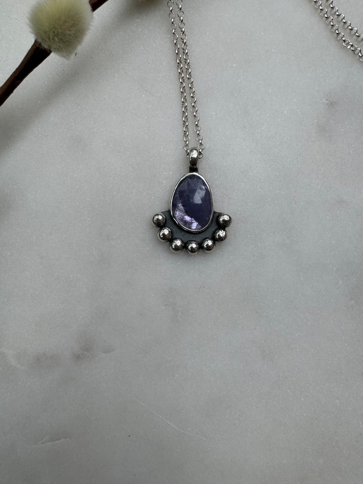 Tanzanite silver necklace