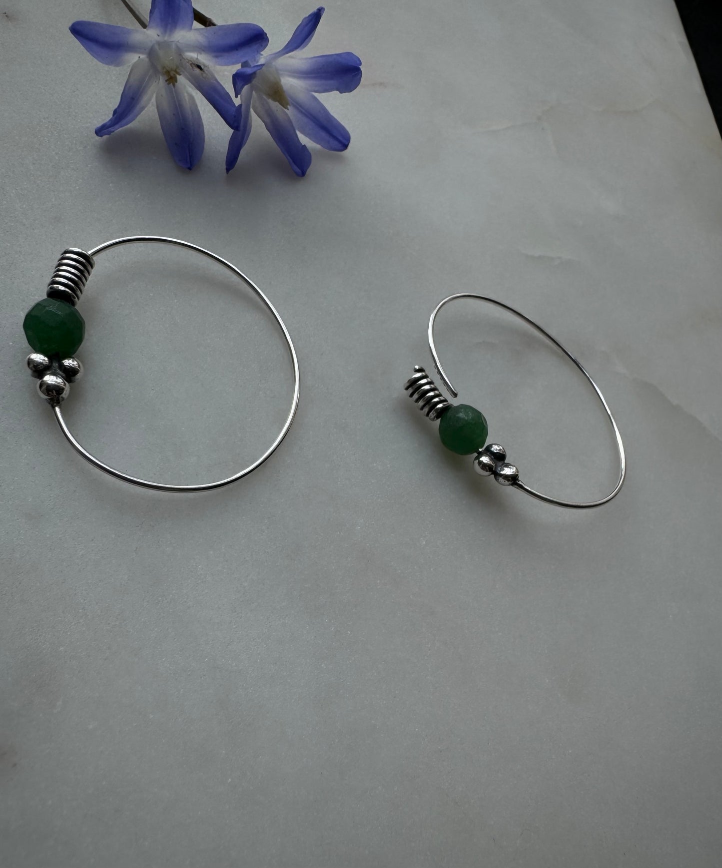 Silver earrings with aventurine