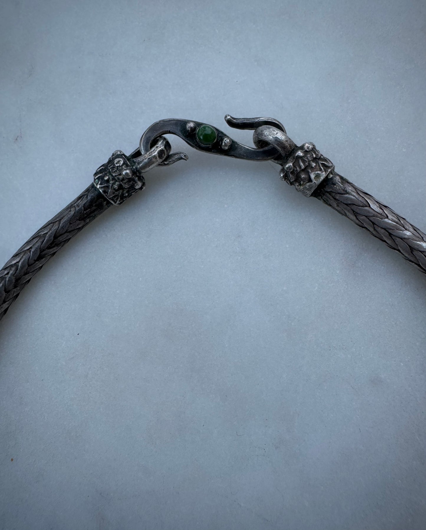 Vintage tibetan woven sterling silver chain