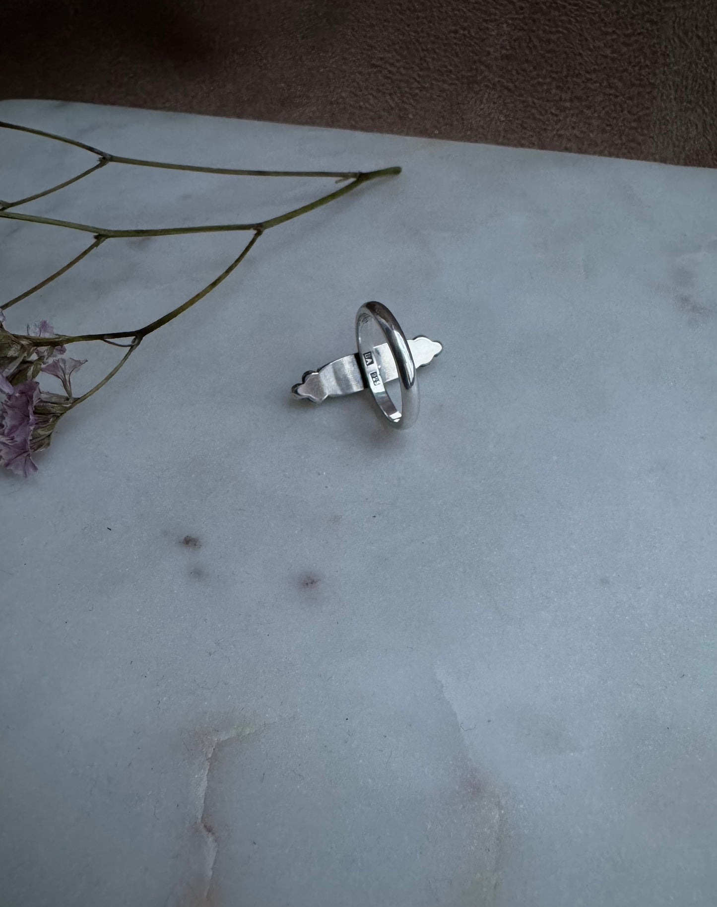 Silver ring with aquamarine