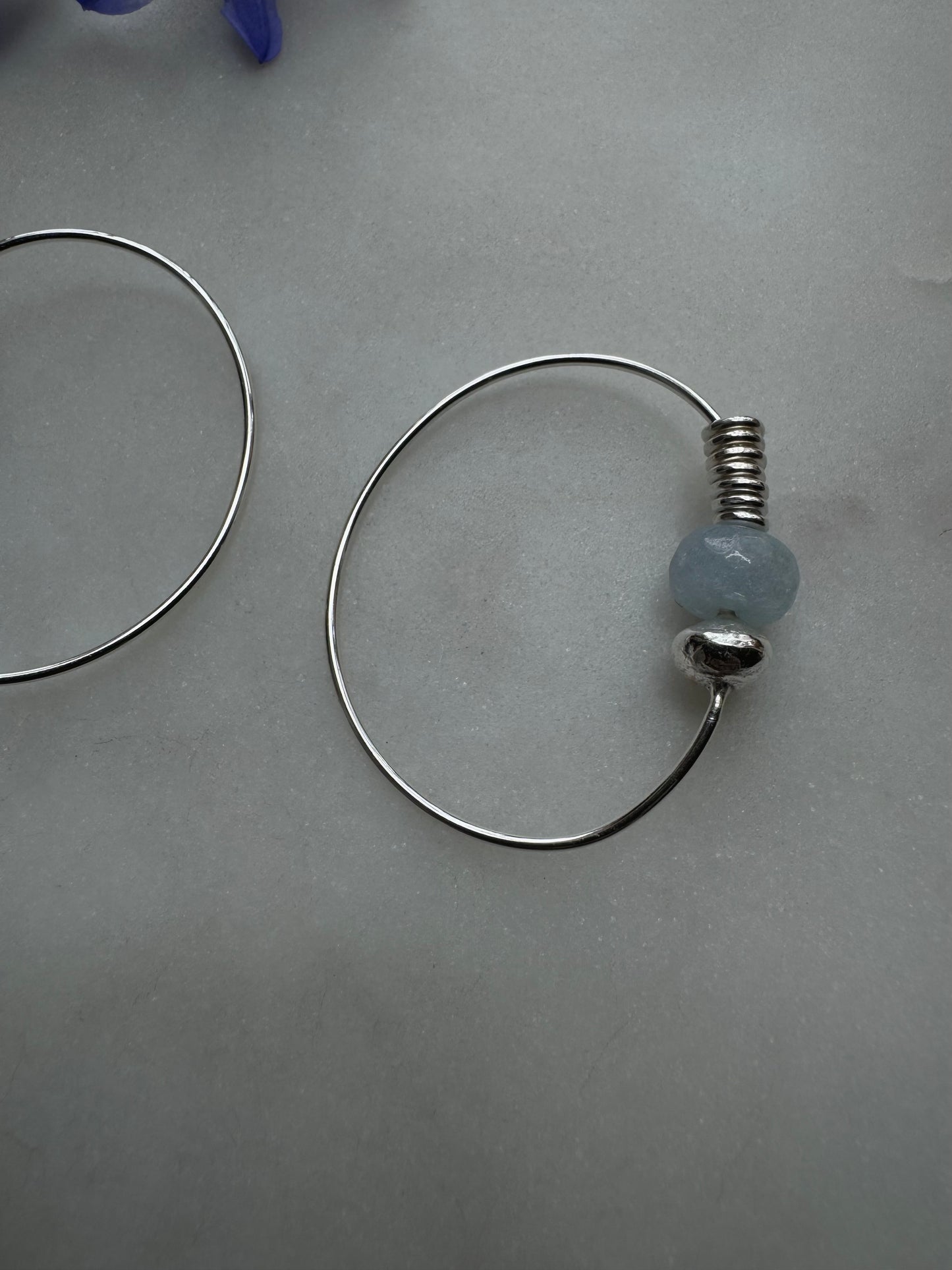 Silver earrings with aquamarine