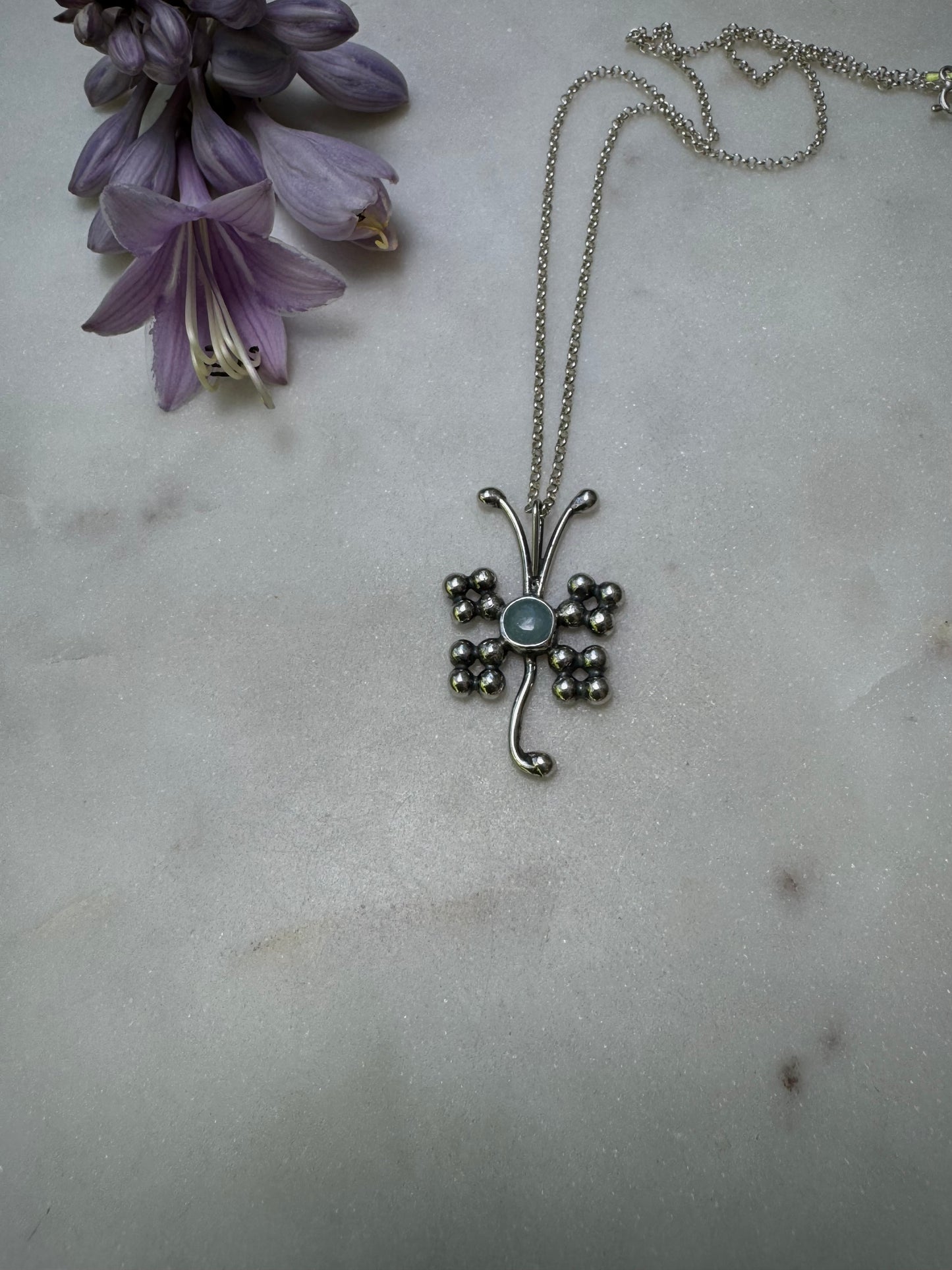 Butterfly aquamarine necklace