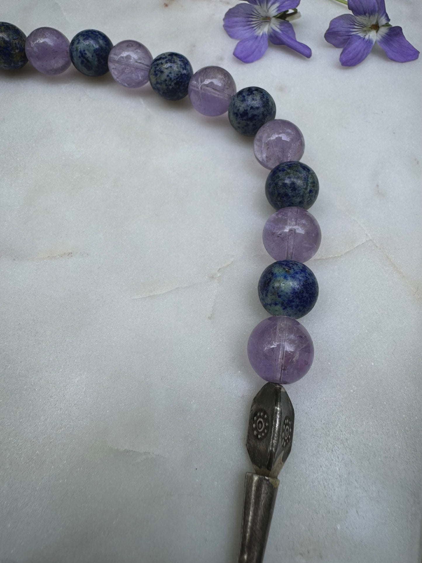 Amethyst & lapis Lazuli silver necklace