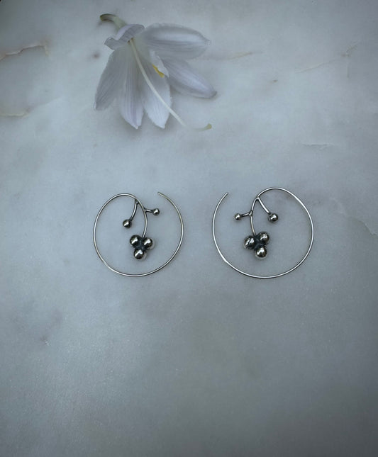 Flower earrings in sterling silver