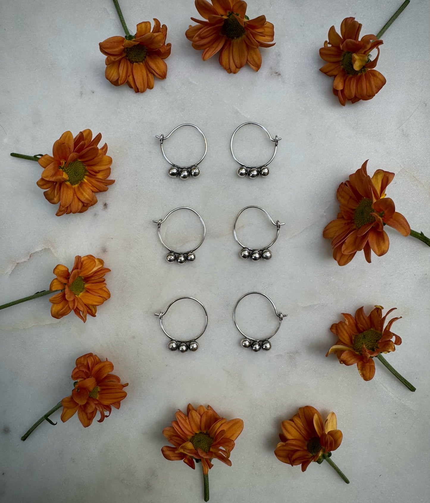 Small earrings in recycled sterling silver