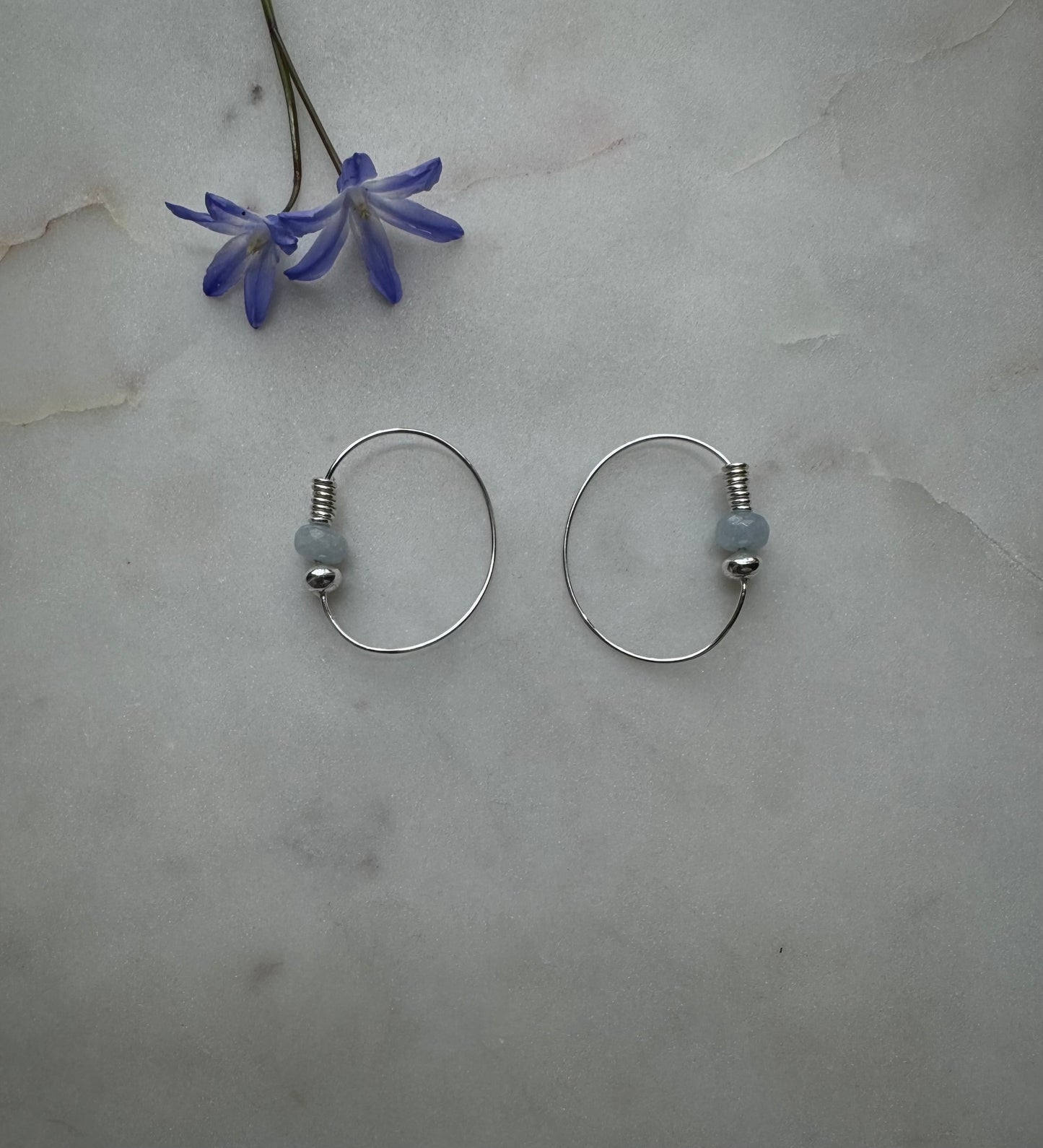 Silver earrings with aquamarine